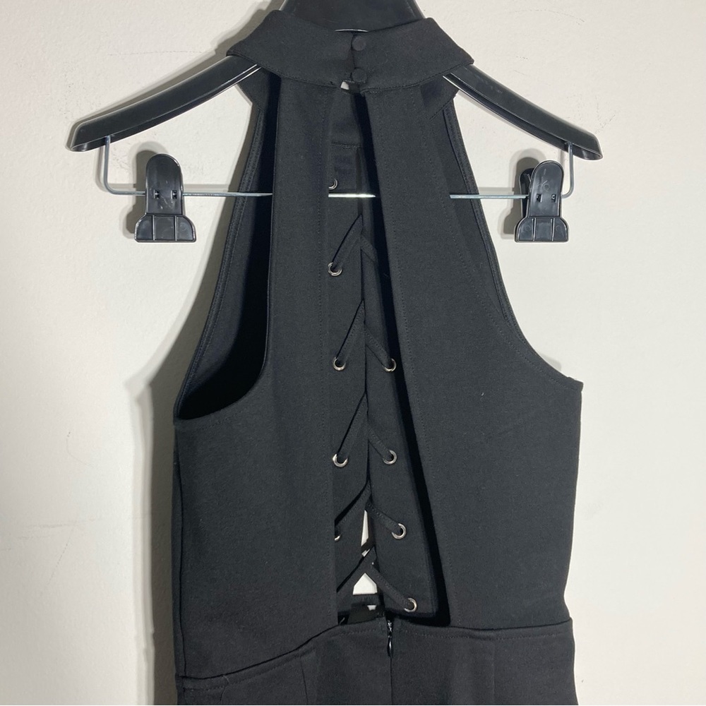 TOBI | Black Lace Up Halter Neck Dress - Picture 3 of 15